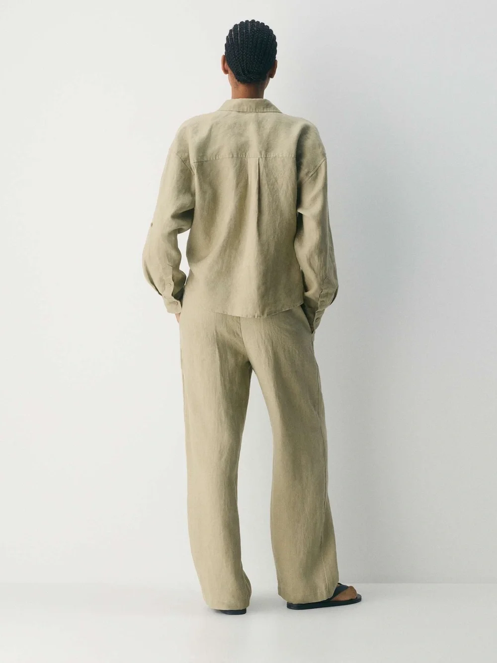 Little Moon Aritzia Sail Linen Pant Martini Olive Wide Leg Bottoms Drawstring